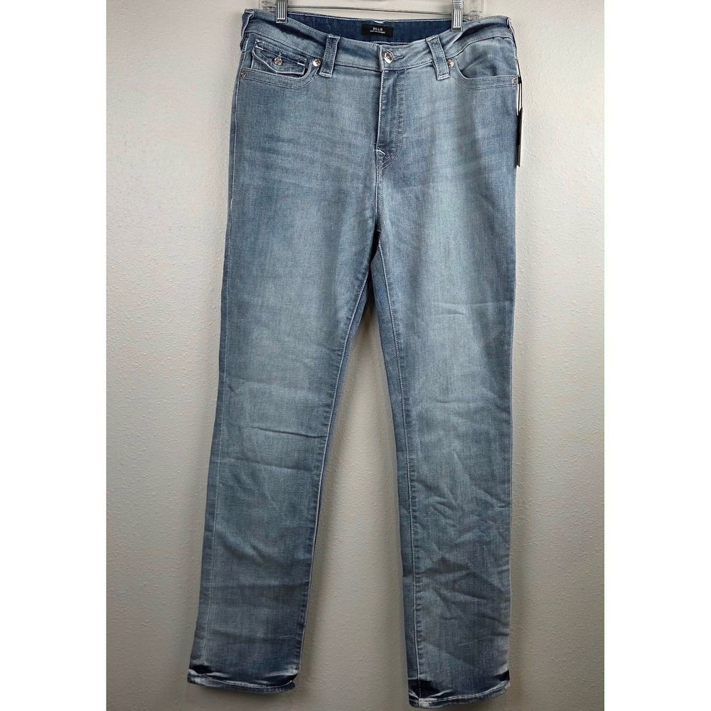 True Religion Billie Mid Rise Straight Jeans Light Wash Flap Pocket 205313 Sz 34